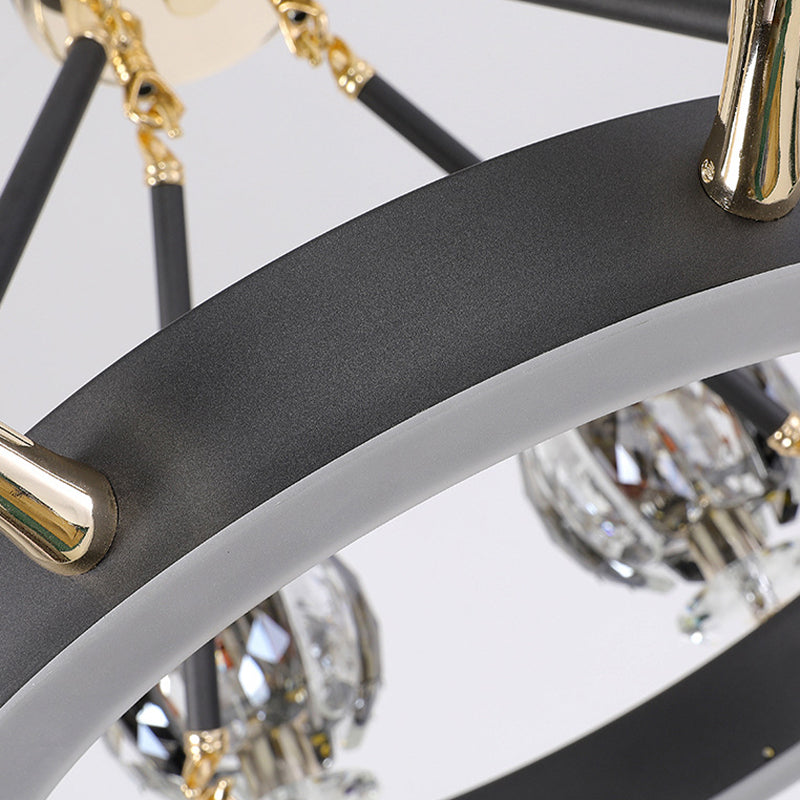 Black Global Global Chandelier Light tradicionalismo 6/8 Cabezas LEAM LED CHRISTAL CHISTAL PARA SALA DE VIVO