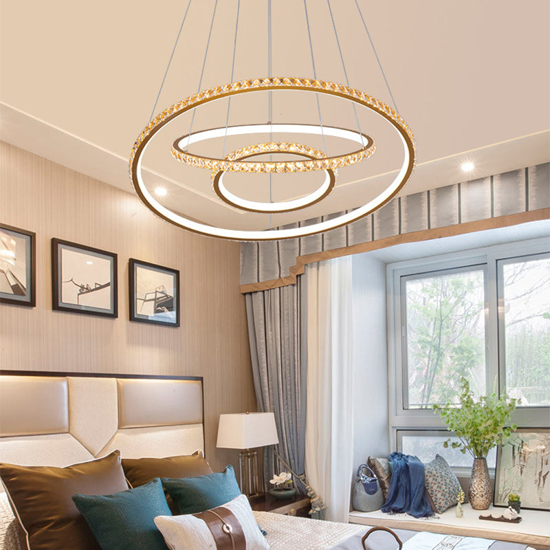 Lampada lampadina a 3 livelli Light Aibrowture Modern Crystal Gold Gold Soffio Light in 3 colori/Inner Calda esterna bianca esterna/Interna Bianca Calda esterna