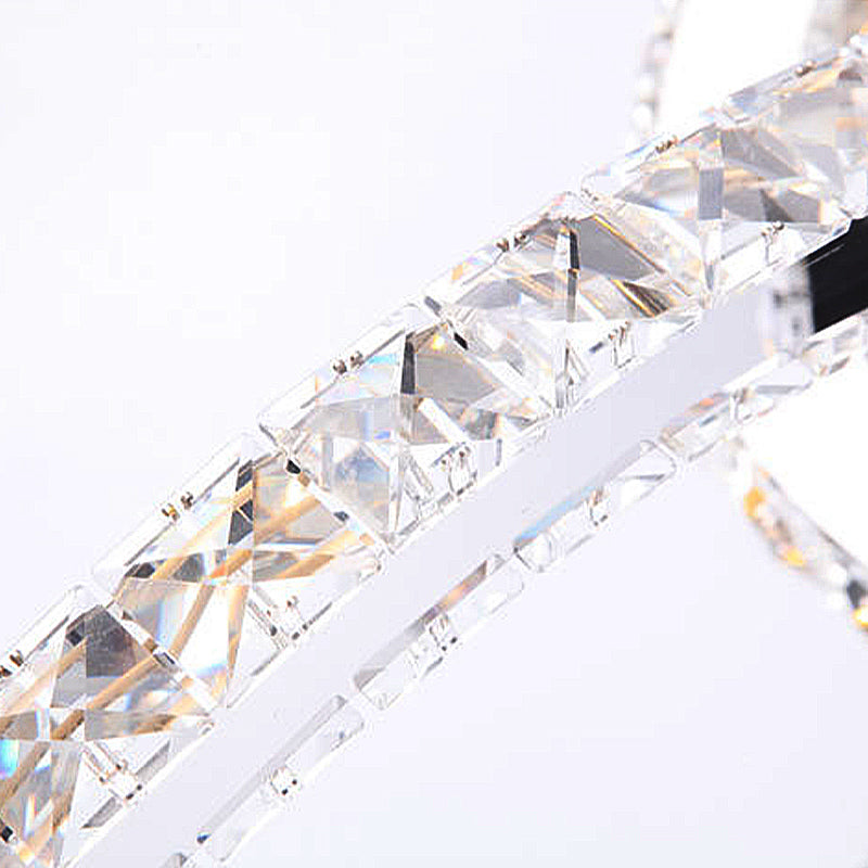 LED Wohnzimmer Kronleuchter Beleuchtung Chrom Anhängerleuchte mit 2-stufiger K9-K9-Kristallschatten in warm/weiß/3 Farblicht