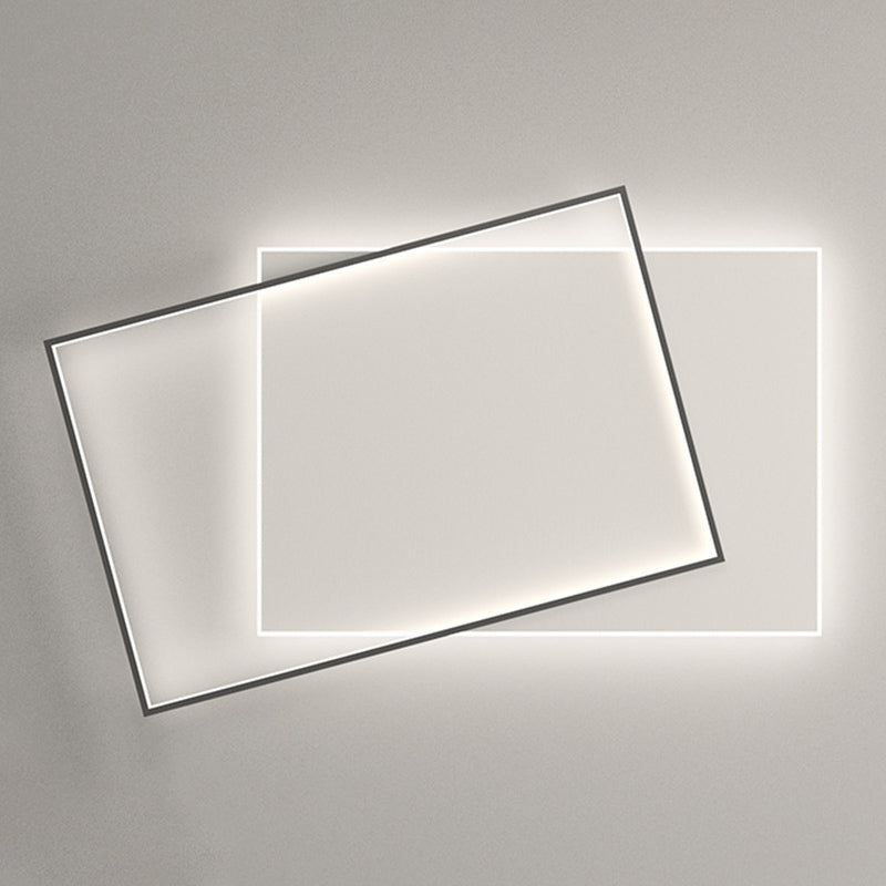 Squared Ceiling Flush Mount Light Modern Acrylic Bedroom LED Flush-Mount Light Fixture in Black-White