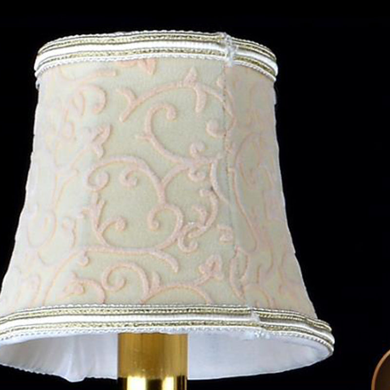 Armed Clear K9 Crystal Pendant Chandelier Rustic 6/8/10 Heads Beige Hanging Ceiling Light with Flared Fabric Shade