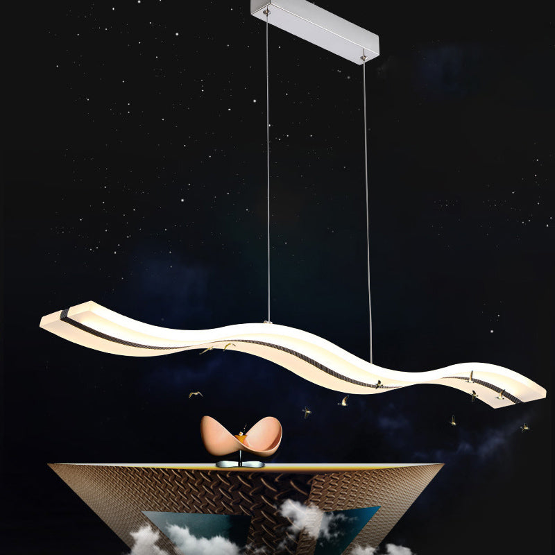 Pendante Wave Island Lights Assemblées d'éclairage de lustre en acrylique moderne pour le restaurant
