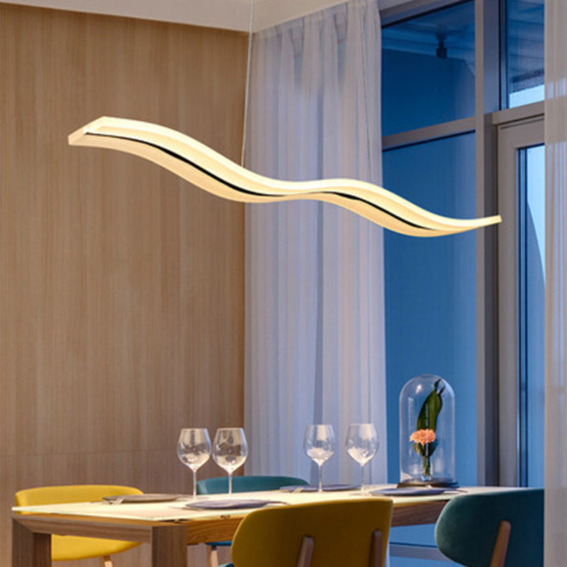 Pendante Wave Island Lights Assemblées d'éclairage de lustre en acrylique moderne pour le restaurant