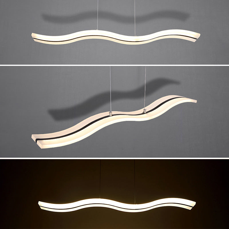 Pendante Wave Island Lights Assemblées d'éclairage de lustre en acrylique moderne pour le restaurant