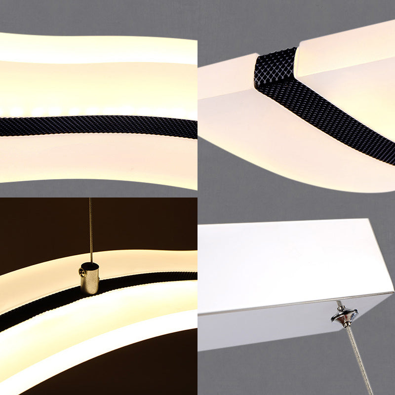 Pendante Wave Island Lights Assemblées d'éclairage de lustre en acrylique moderne pour le restaurant