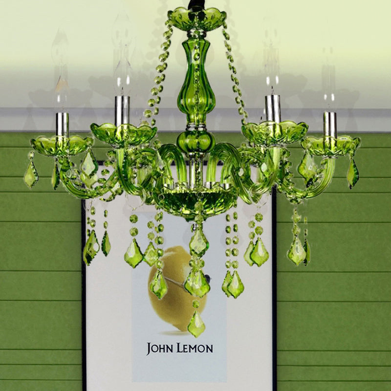 Crystal Candle Kroonluchter verlichting Modern 6/18 Lichten groen hangende hanger voor slaapkamer, 23 "/37,5" W