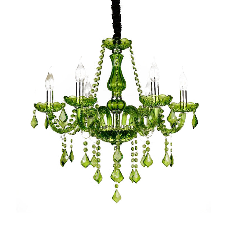 Crystal Candle Kroonluchter verlichting Modern 6/18 Lichten groen hangende hanger voor slaapkamer, 23 "/37,5" W
