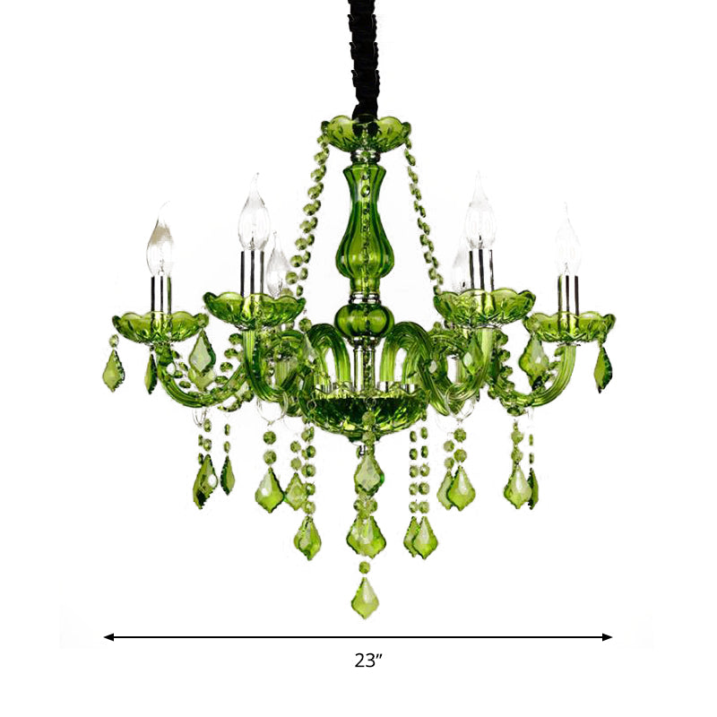 Crystal Candle Kroonluchter verlichting Modern 6/18 Lichten groen hangende hanger voor slaapkamer, 23 "/37,5" W