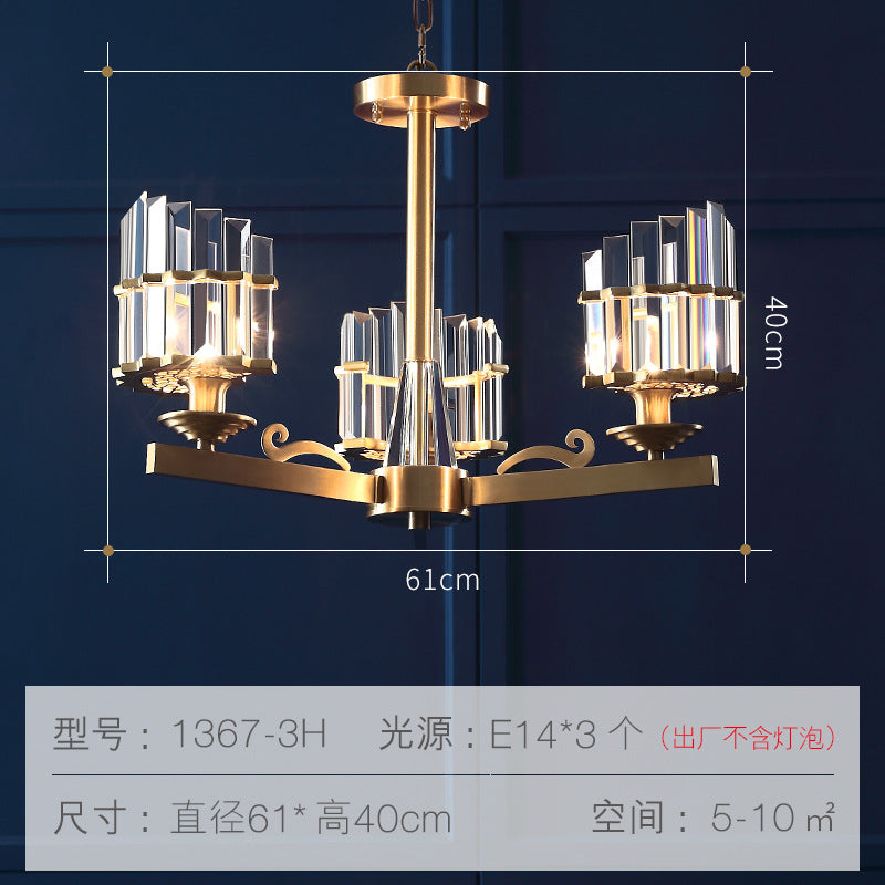 Modernism Sputnik Hanging Light 3/6/8 Heads Three Sided Crystal Rod Ceiling Chandelier in Black/Brass