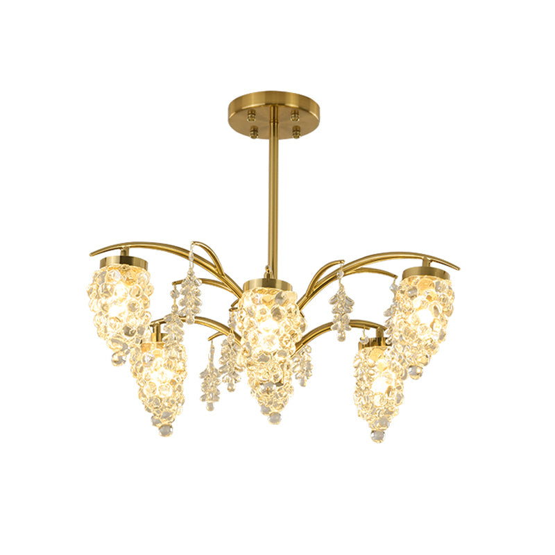 Kristallperlen goldener Hangleuchte Traubenform 6/8 Köpfe Schlafzimmer Kronleuchterleuchte
