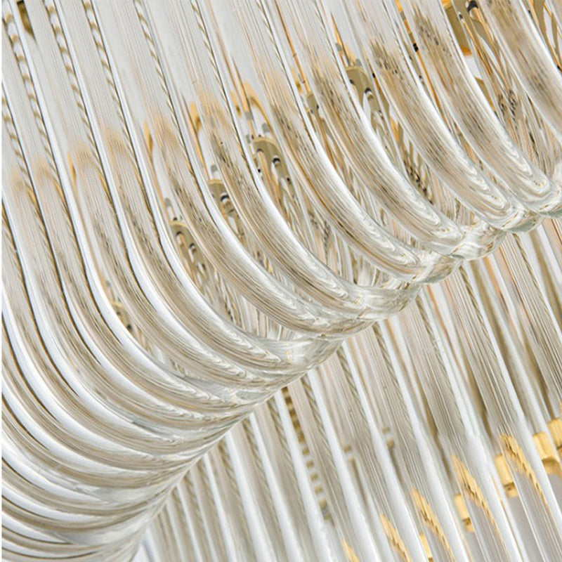 Geriffelte Kristall 2 Schichten hängende hängende leichte postmoderne 8 köpfe Wohnzimmer Kronleuchter Beleuchtung in Gold