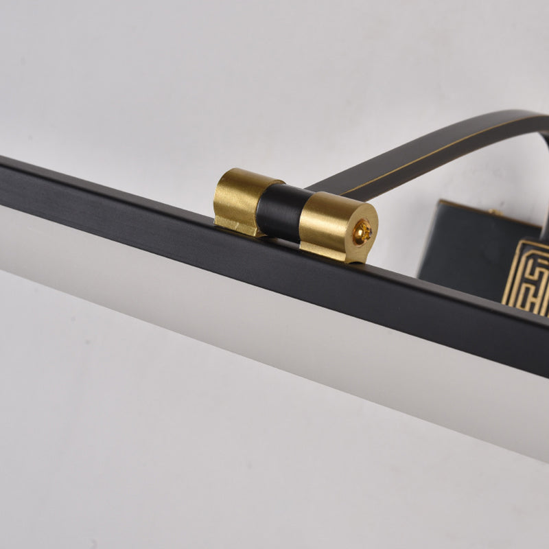 Chinese Style Mirror Cabinet Bathroom Wall Lights Black Metal Linear Shade LED Ambient Vanity Lighting