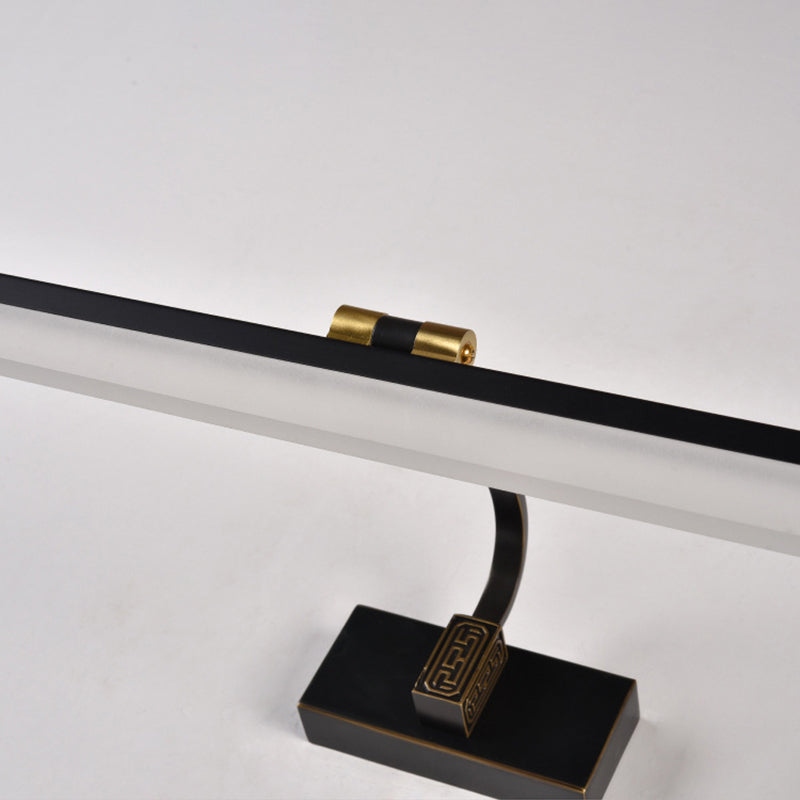 Chinese Style Mirror Cabinet Bathroom Wall Lights Black Metal Linear Shade LED Ambient Vanity Lighting
