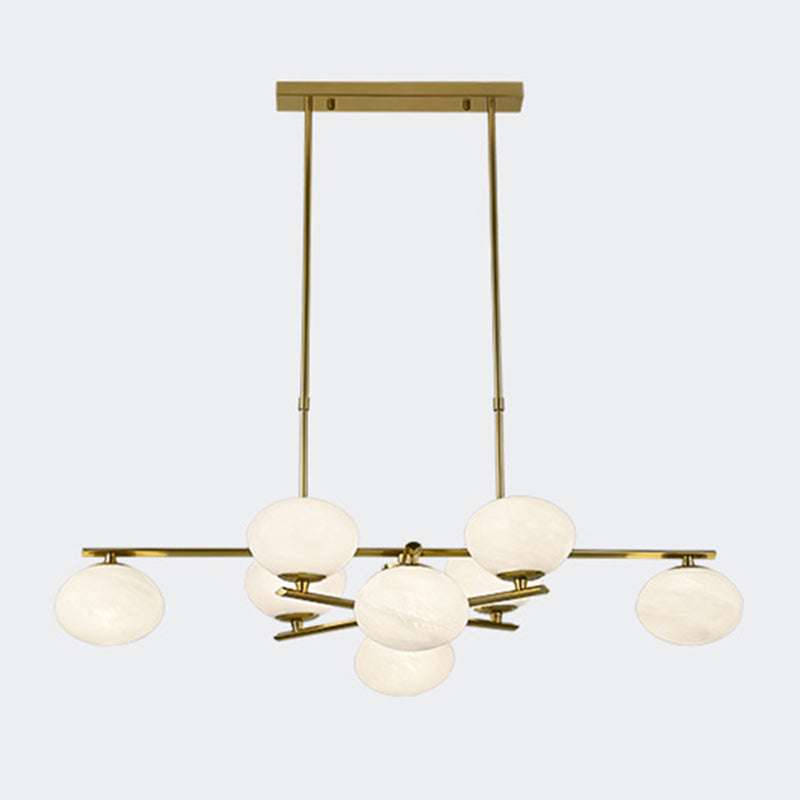 Glass Round Island Lighting Fixture Minimalist Style Island Pendant Light in Gold