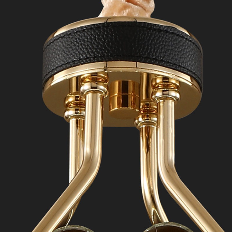 Lampada isola del cerchio nero e oro Modern Crystal LED CRIDULE Light con arredamento in pelle