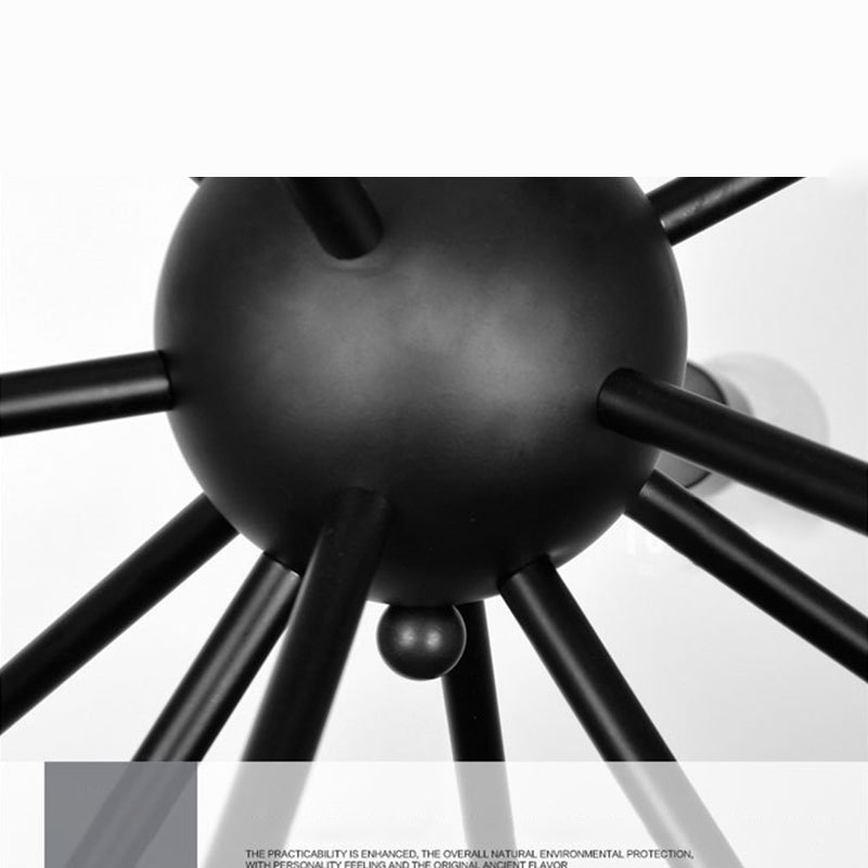 Lámpara de ráfaga de plancha de plancha de hierro negro 18 luces de 18 luces de estilo industrial reto