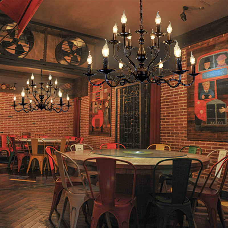 Lámpara de candelabro de araña vintage de 12 luces de 12 luces Lámpara colgante grande con una cadena de suspensión ajustable de 13.7 "