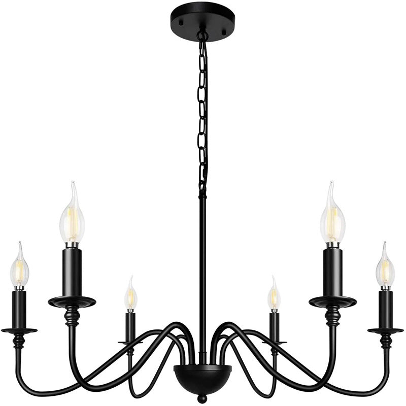 6-Lights Industrial Vintage Chandelier Metal Candlestick Lamp Holder Hanging Lamp for Restaurants Bar