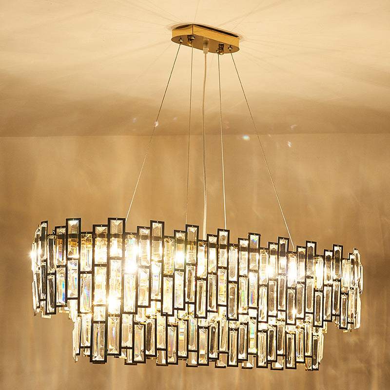 10 têtes de plafond en cristal à têtes rectangle lampe au plafond en or