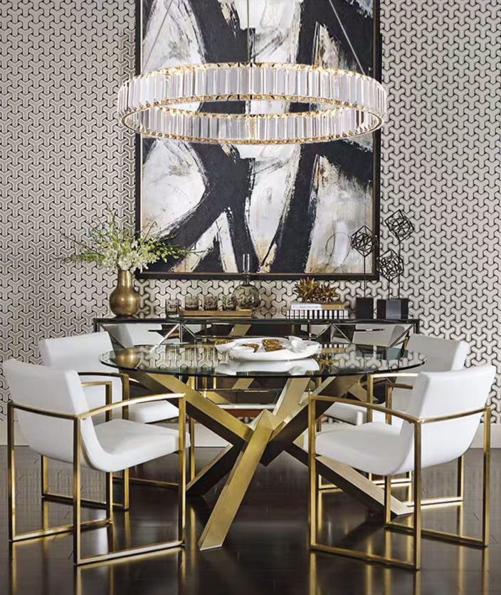 Circolo di ciondolo in acciaio inossidabile lampadario semplicità Cristallo a LED cristallino per cena