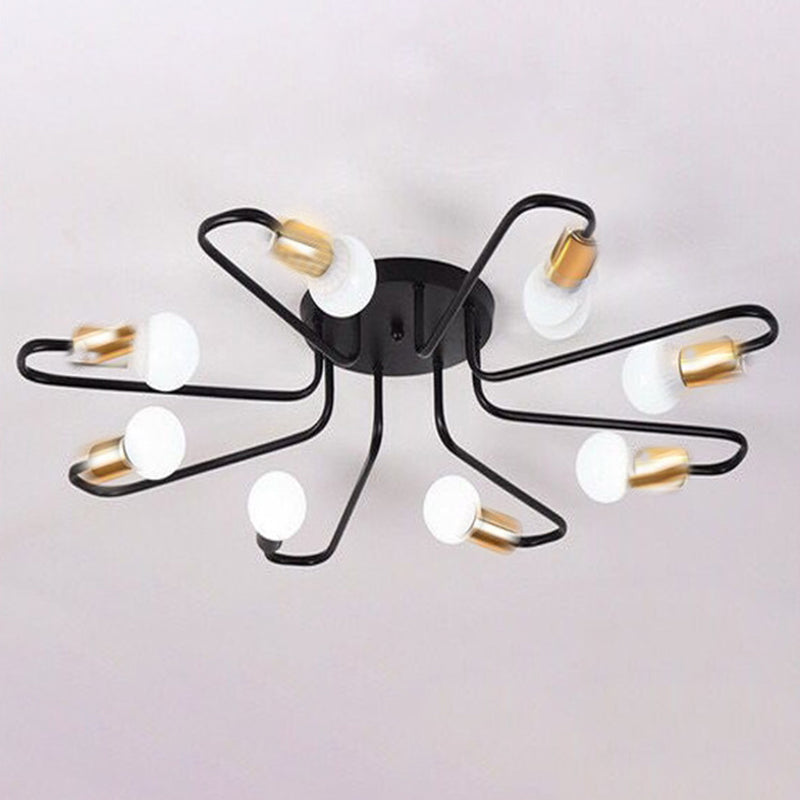 Plafonniers semi-affleurants à ampoule exposée moderne en métal semi-affleurant