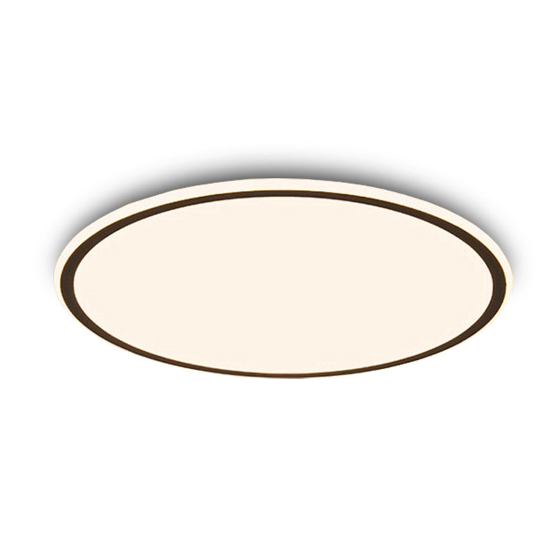Modern Bedroom Round LED Ceiling Light Minimalist Aluminum Hallway Lighting Fixture in Black + White
