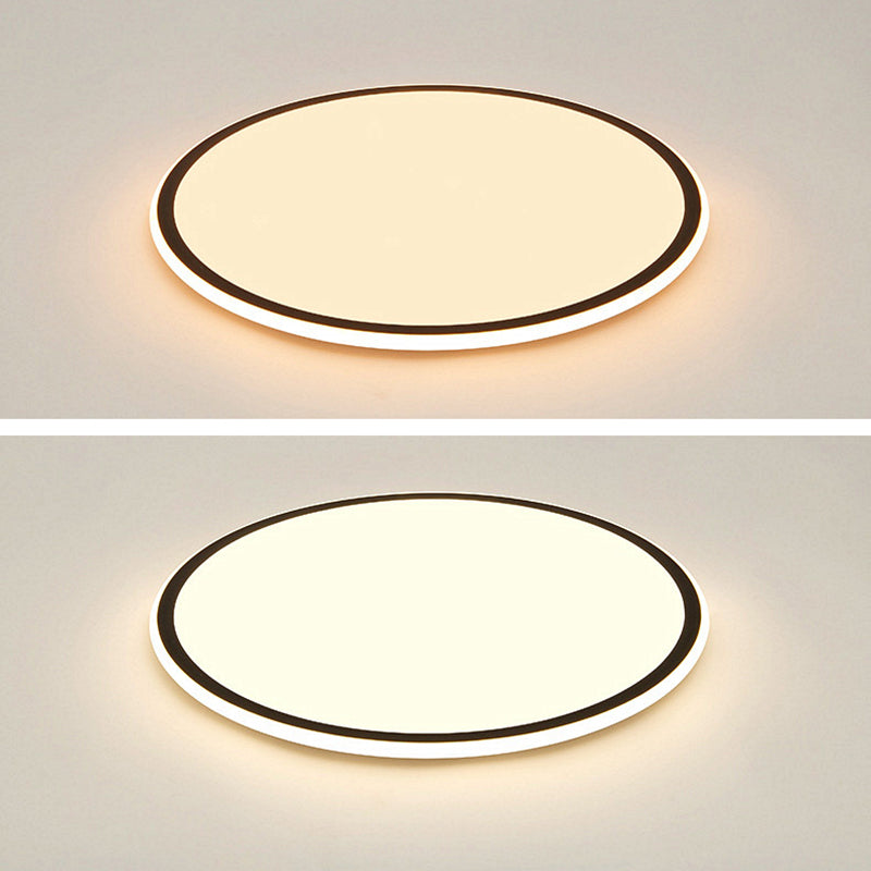 Modern Bedroom Round LED Ceiling Light Minimalist Aluminum Hallway Lighting Fixture in Black + White