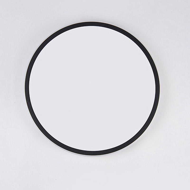 Modern Bedroom Round LED Ceiling Light Minimalist Aluminum Hallway Lighting Fixture in Black + White
