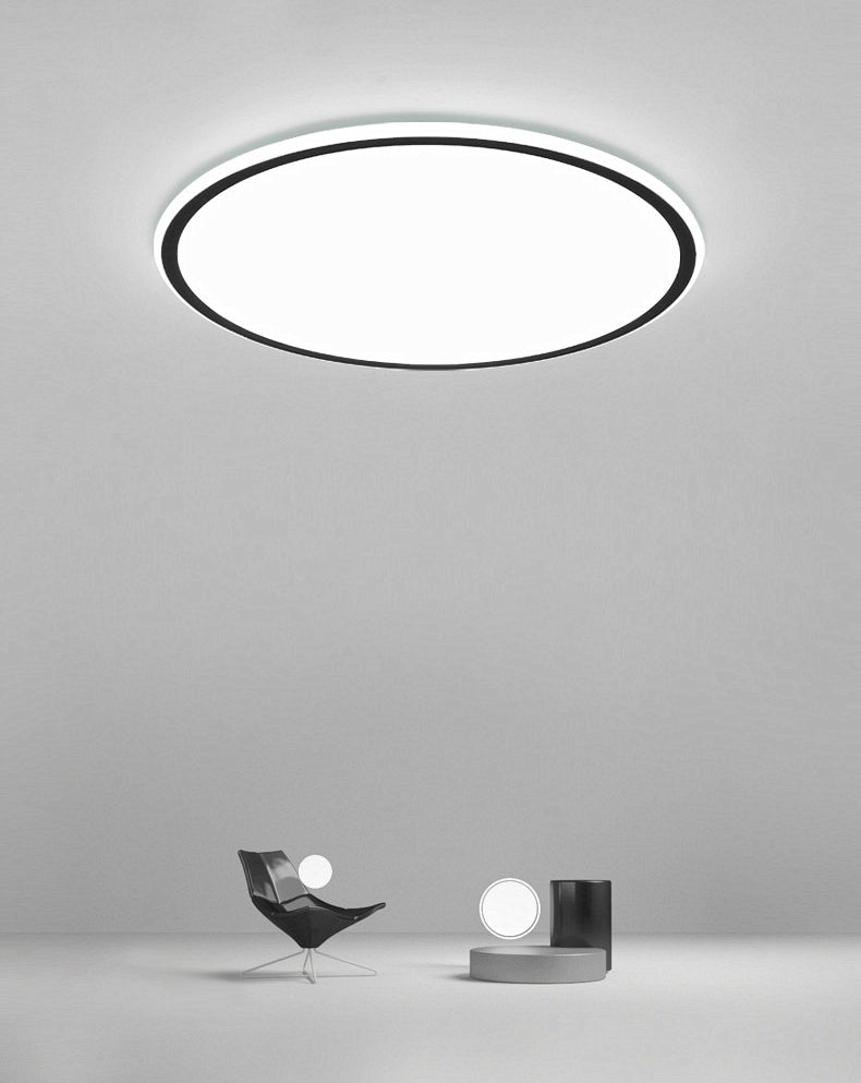 Modern Bedroom Round LED Ceiling Light Minimalist Aluminum Hallway Lighting Fixture in Black + White