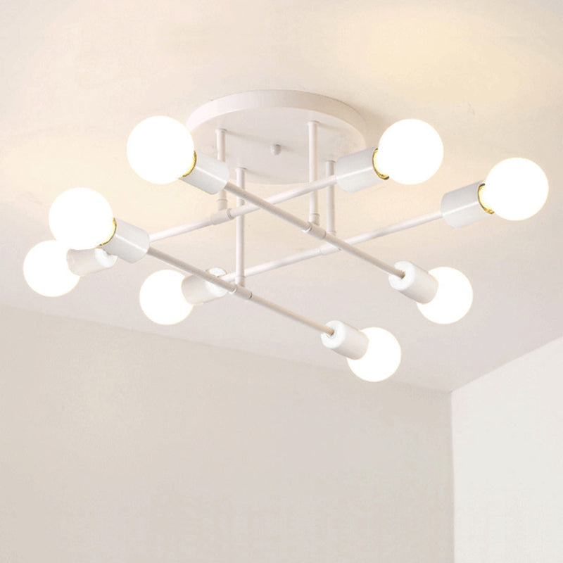 Blootgestelde lamp Semi-inbouw kroonluchter Industrieel Metaal Semi-inbouwlicht