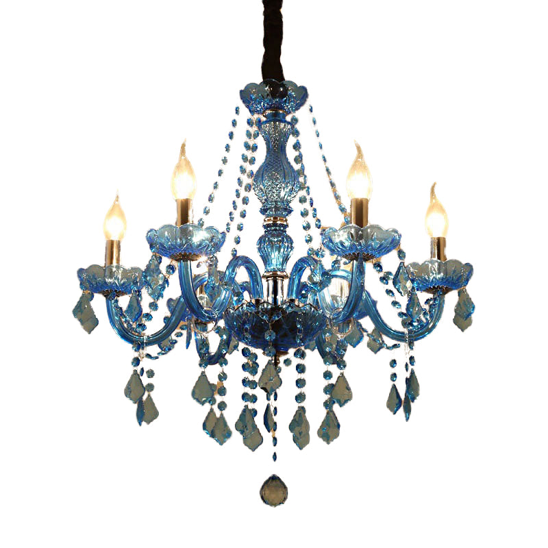 Candela/campana Crystal Crystal lampadario modernismo 6/18 lampadine blu luce sospesa con ombra/ombretta, 23,5 "/37,5"