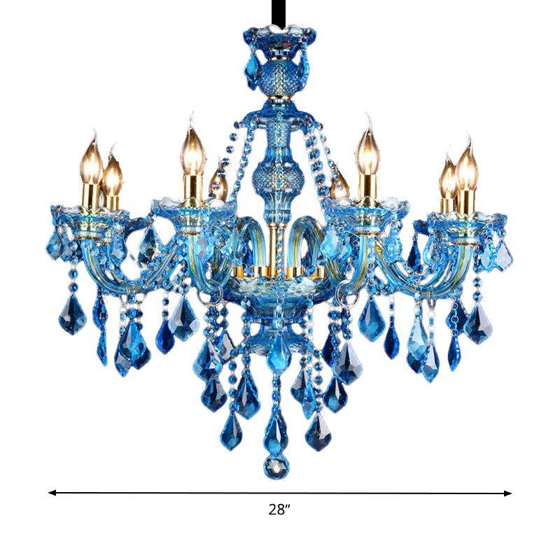 Candelabra blu/Bell Lightier Light Modernism 8/18 teste Luce a sospensione cristallina in vetro smussati con tonalità/ombre, 28 "/37,5" w