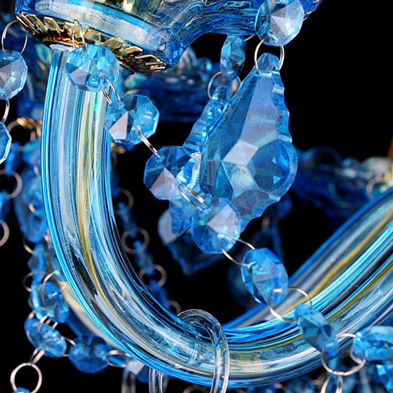 Candelabra blu/Bell Lightier Light Modernism 8/18 teste Luce a sospensione cristallina in vetro smussati con tonalità/ombre, 28 "/37,5" w