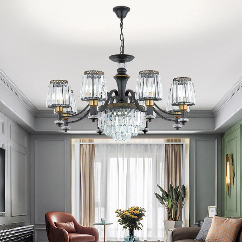 Lampaggio del lampadario Nero Sputnik Moderna 8/10/12 Luci di cristallo a bordo della lampada appesa, 33,5 "/37,5"/39 "