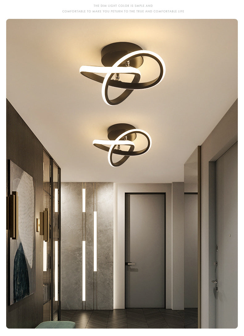 Twist Semi Flush Mount Light Aluminum Modern Simplicity Flush Ceiling Light Fixtures for Hallway