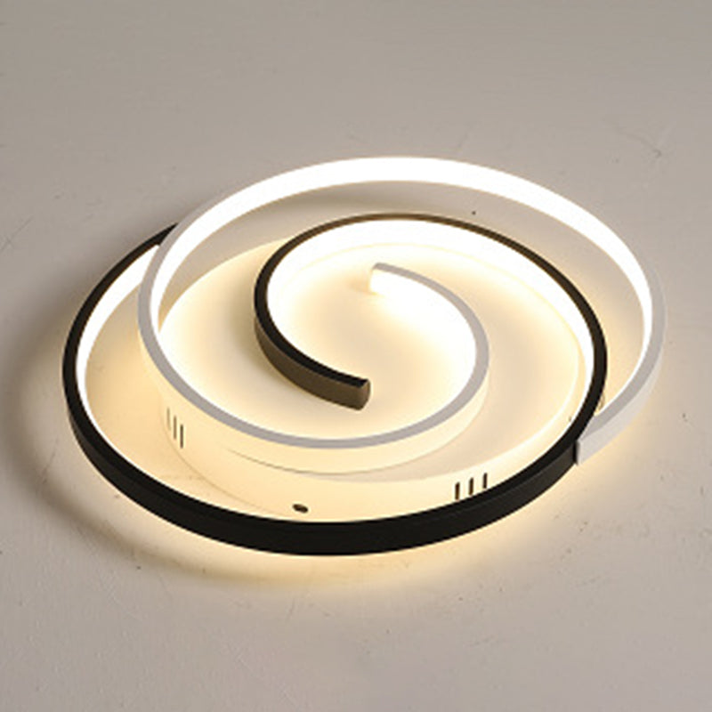 Black-White Maze Design Ceiling Fixture Minimalist Metal LED Flush Mount Light for Bedroom