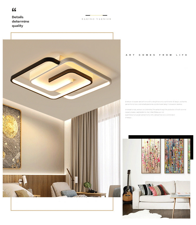 Black-White Maze Design Ceiling Fixture Minimalist Metal LED Flush Mount Light for Bedroom