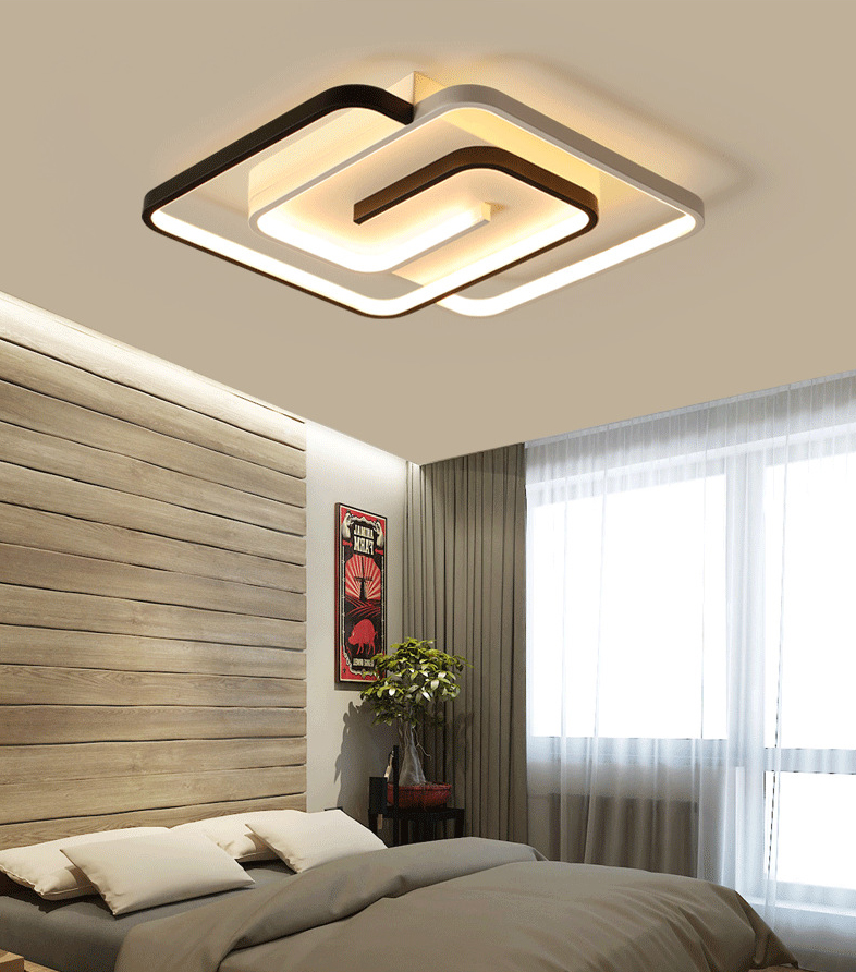 Black-White Maze Design Ceiling Fixture Minimalist Metal LED Flush Mount Light for Bedroom
