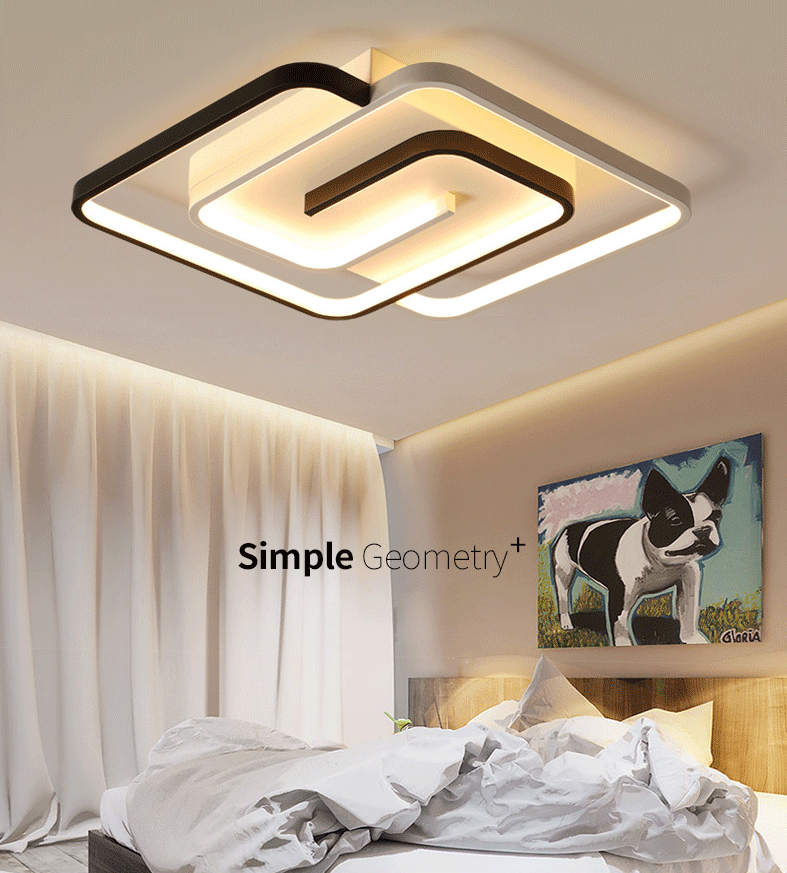 Black-White Maze Design Ceiling Fixture Minimalist Metal LED Flush Mount Light for Bedroom