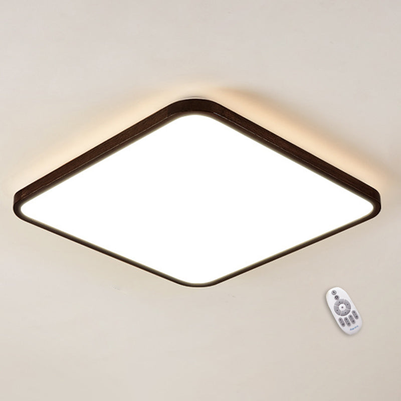 Walnut Wood Geometric Flush Mounted Light Modern Dark Brown LED Flush Light Fixture