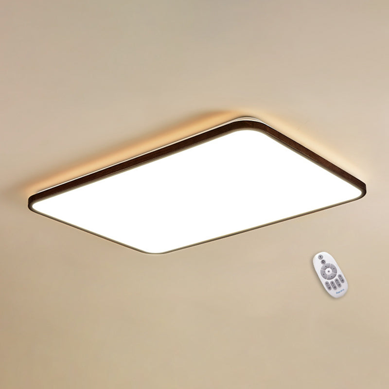Walnut Wood Geometric Flush Mounted Light Modern Dark Brown LED Flush Light Fixture