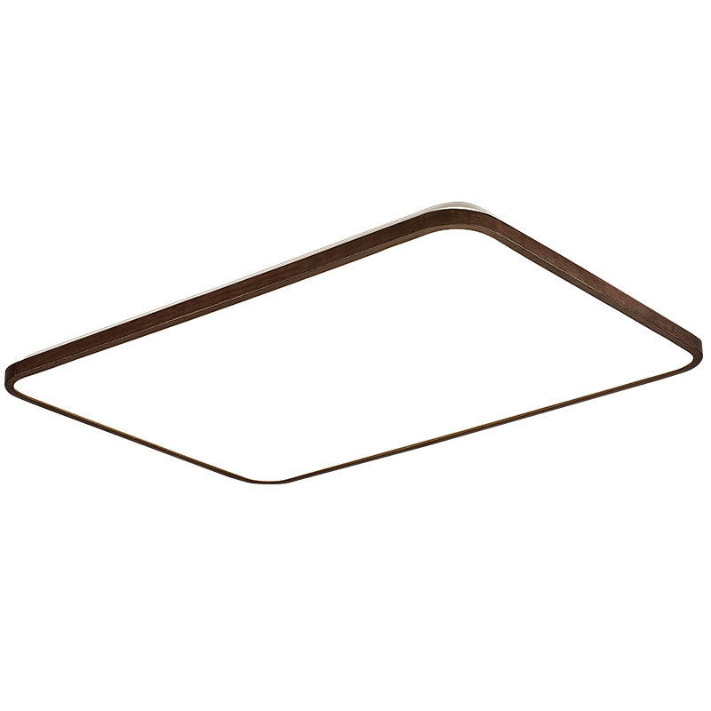 Walnut Wood Geometric Flush Mounted Light Modern Dark Brown LED Flush Light Fixture