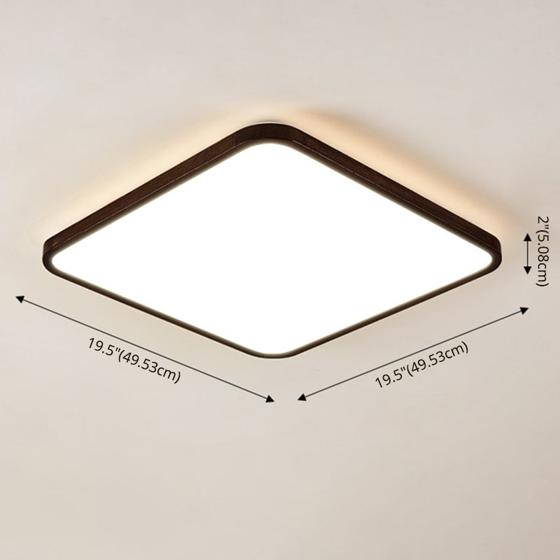 Walnut Wood Geometric Flush Mounted Light Modern Dark Brown LED Flush Light Fixture