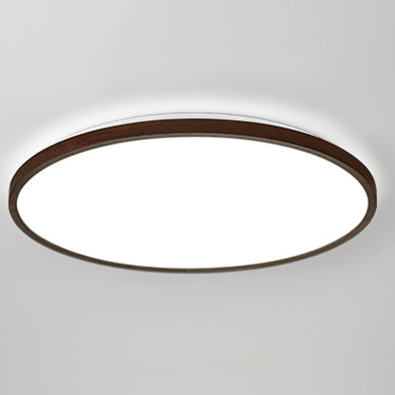 Walnut Wood Geometric Flush Mounted Light Modern Dark Brown LED Flush Light Fixture