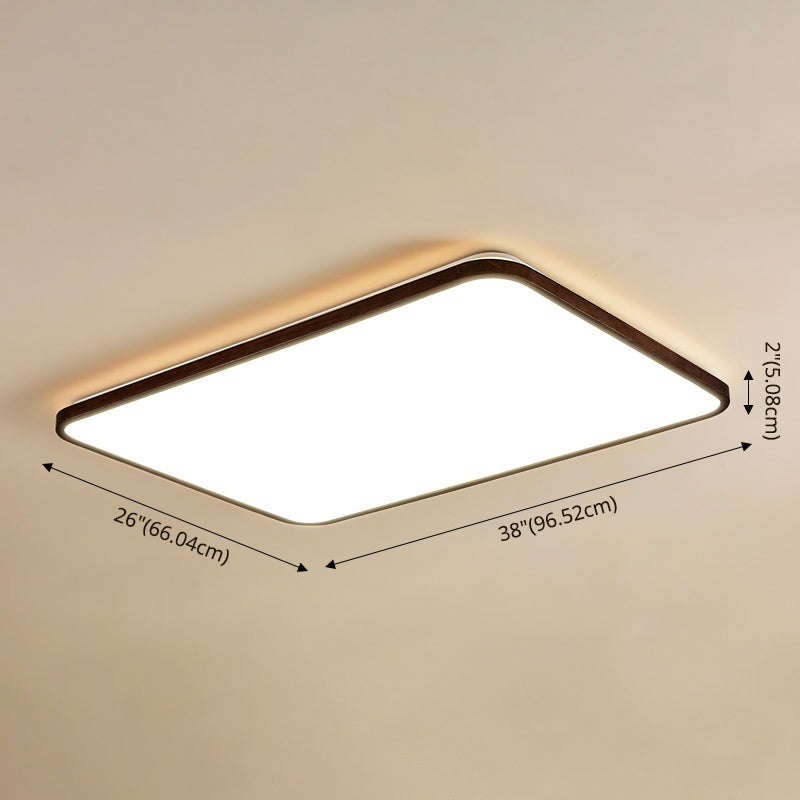 Walnut Wood Geometric Flush Mounted Light Modern Dark Brown LED Flush Light Fixture