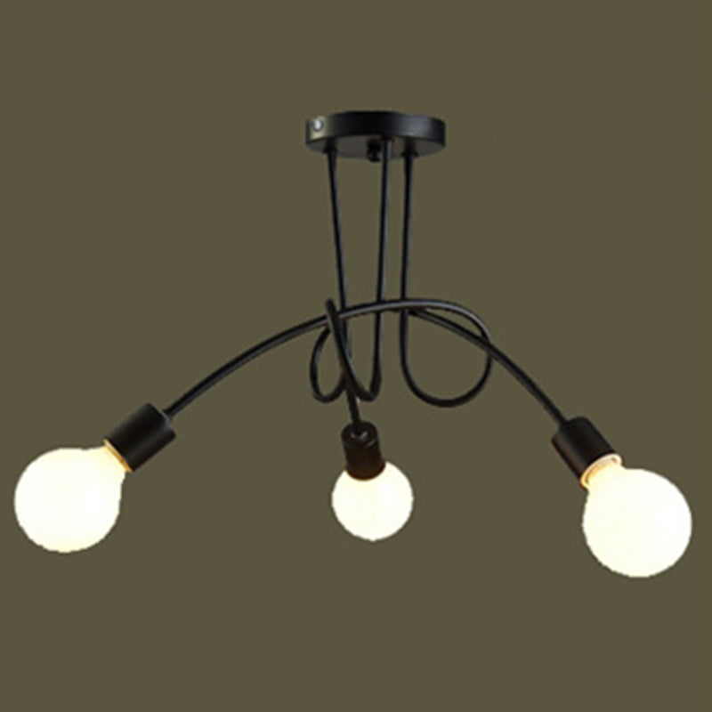 Industriële zichtbare lamp Semi-inbouw plafondarmatuur Metalen semi-inbouw plafondarmatuur in zwarte afwerking