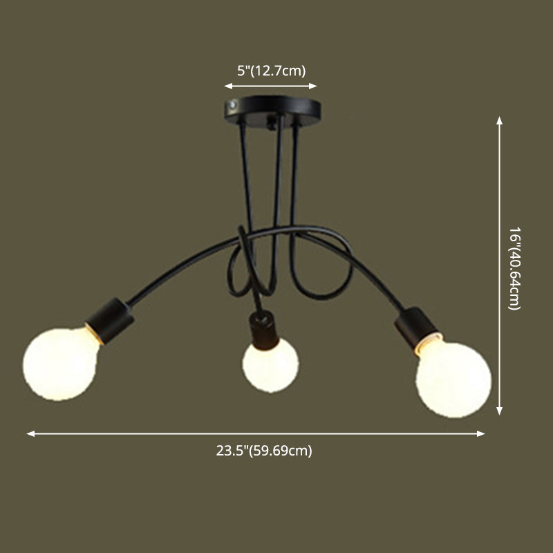Luminaria de techo de montaje semiempotrado con bombilla expuesta industrial Luminaria de techo de montaje semiempotrado de metal en acabado negro