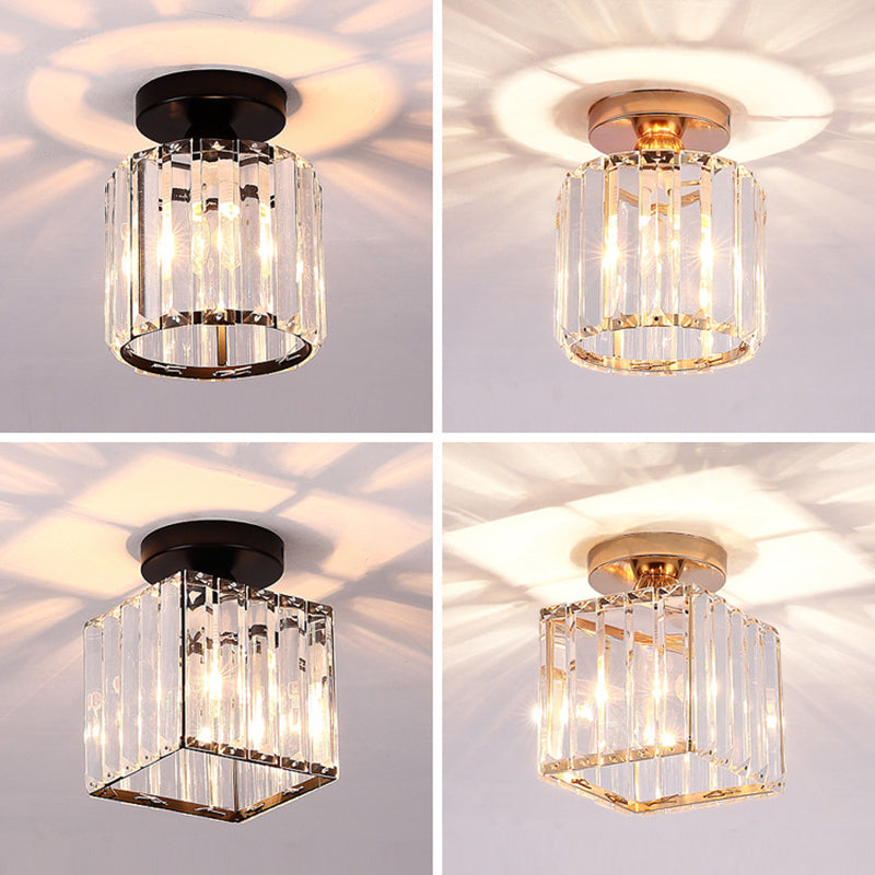 5.9 Inches Wide Mini Crystal Ceiling Light Single Bulb Modern Lighting Fixture for Fitting Room