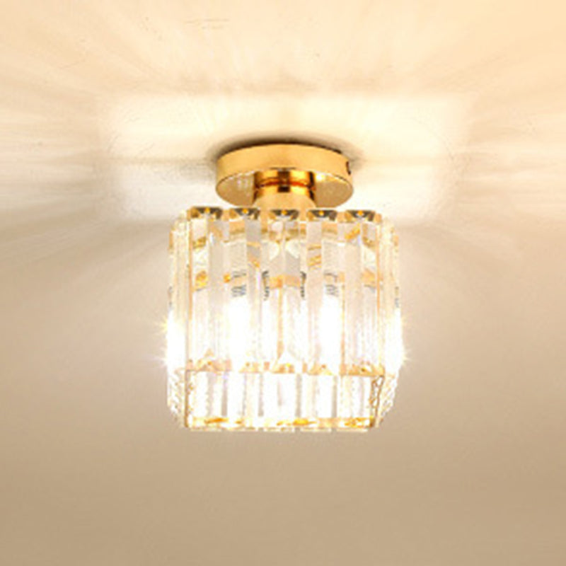 5.9 Inches Wide Mini Crystal Ceiling Light Single Bulb Modern Lighting Fixture for Fitting Room