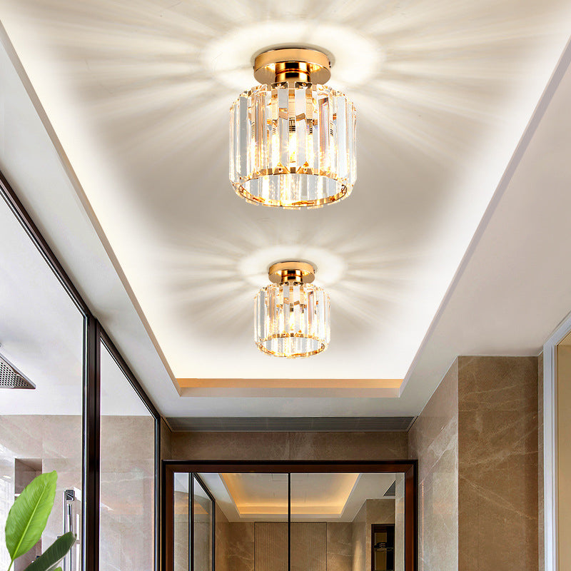 5.9 Inches Wide Mini Crystal Ceiling Light Single Bulb Modern Lighting Fixture for Fitting Room